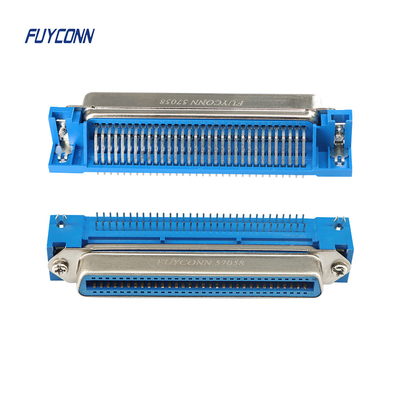 Ângulo direito Centronics do PWB do conector fêmea do MERGULHO de 64 Pin com fechamento da placa