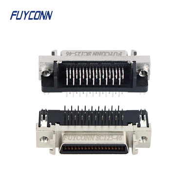 Conector fêmea direito do Pin SCSI do PWB 36 do ângulo com Shell liga de zinco