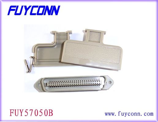 Conector do encabeçamento de 50 Pin Centronics Connector Male Plug com tampa plástica da forma de T