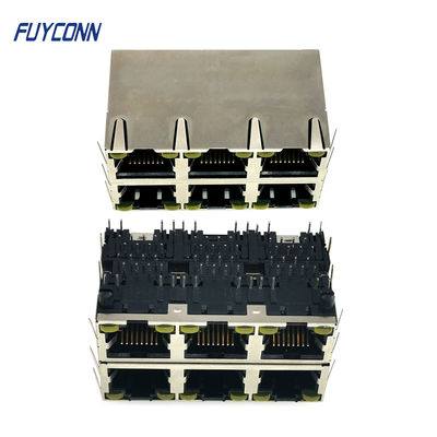 2x3 6 move PWB fêmea 48 Pin Modular Jack Connector do conector RJ45